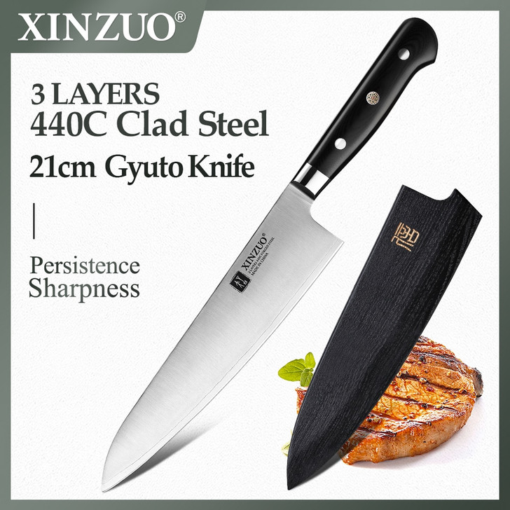 Chef Knife 3 Layer 440C Core Clad Steel