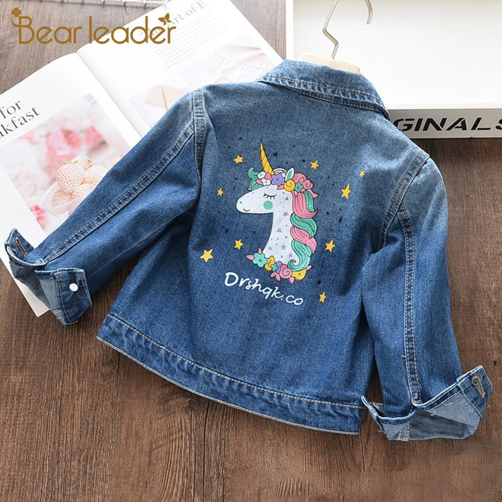 Bear Leader Girls Denim Coats New Brand Spring Kids Jackets Clothes Cartoon Coat Embroidery Children Clothing for 3 8Y|Jackets & Coats|