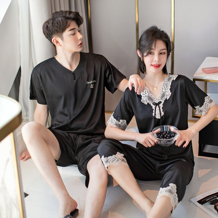 Silk Pajama Sets Sleepwear Suits Short 