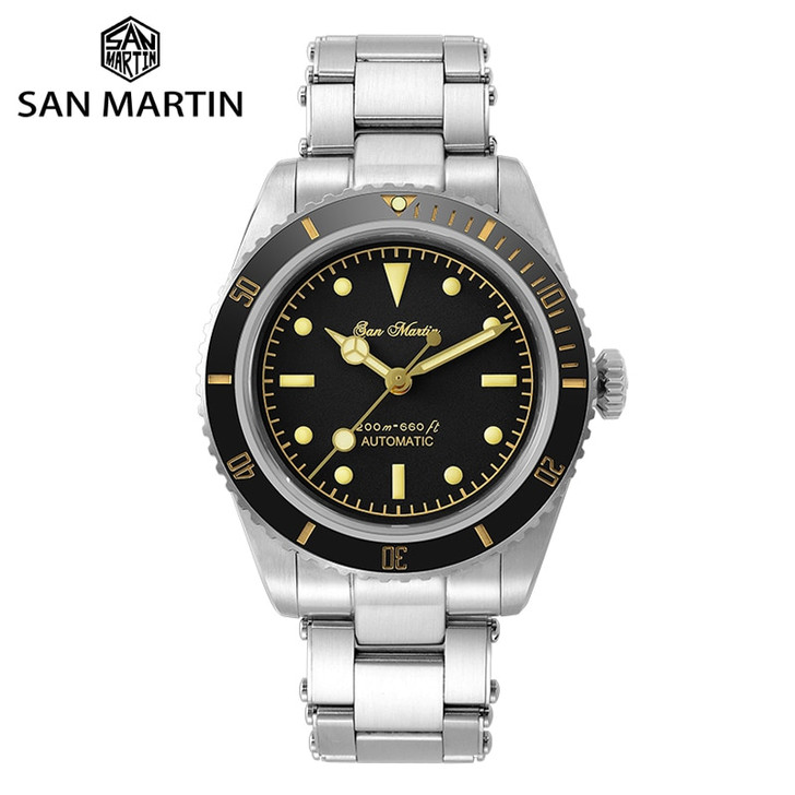 San Martin Diver Watch 6200 Retro Water Ghost Luxury Sapphire NH35 Men Automatic Mechanical Watches 20Bar Waterproof Luminous|Sports Watches|