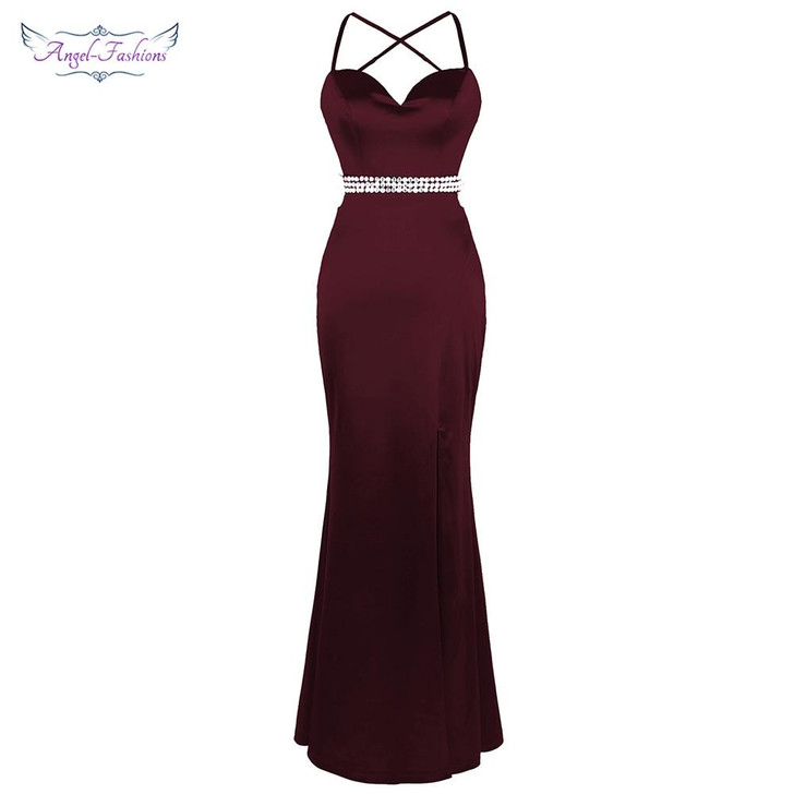Women's Spaghetti Strap Hollow Out Beading Evening Dresses Backless