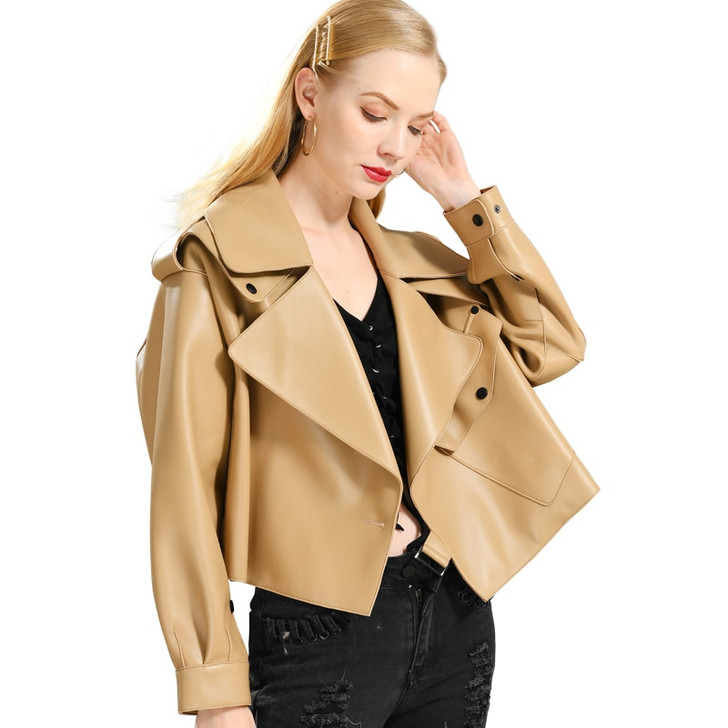 Genuine Leather Jacket women real sheepshin leather coat 2019 spring new fashion real leather jacket|Leather Jackets|