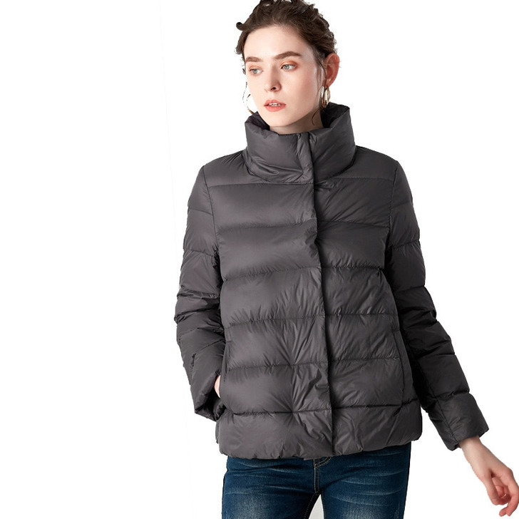 New Winter Women Ultra Light Down Jacket Stand Collar Coat Brand Jackets Weightless Parkas Bread Collar Warmness Puffer Jacket|Down Coats|