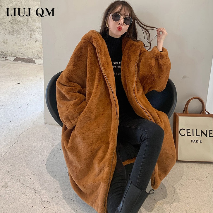 2020 Women Parka Winter clothes New Oversize Faux Fur Coat Thick Warm Long Fur Jacket Hooded Overcoat Plush Coat Winter Jackets|Faux Fur|