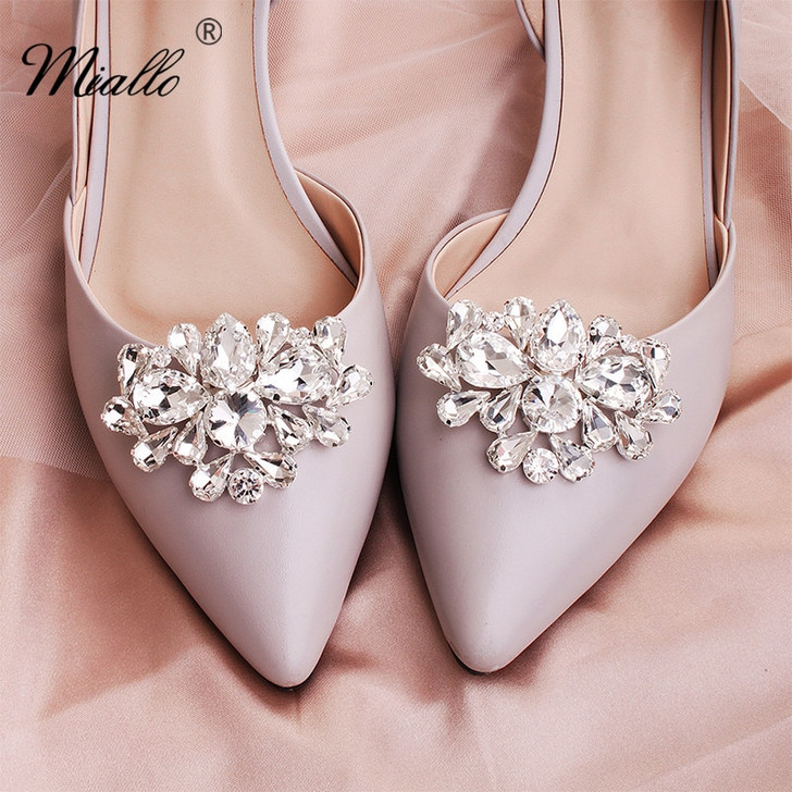 Miallo Classic Women Shoe Buckle Big Water Drop Austrian Crystal Bridal Shoe Accessories Jewelry Wedding Shoe Clips for Bride|Hair Jewelry|