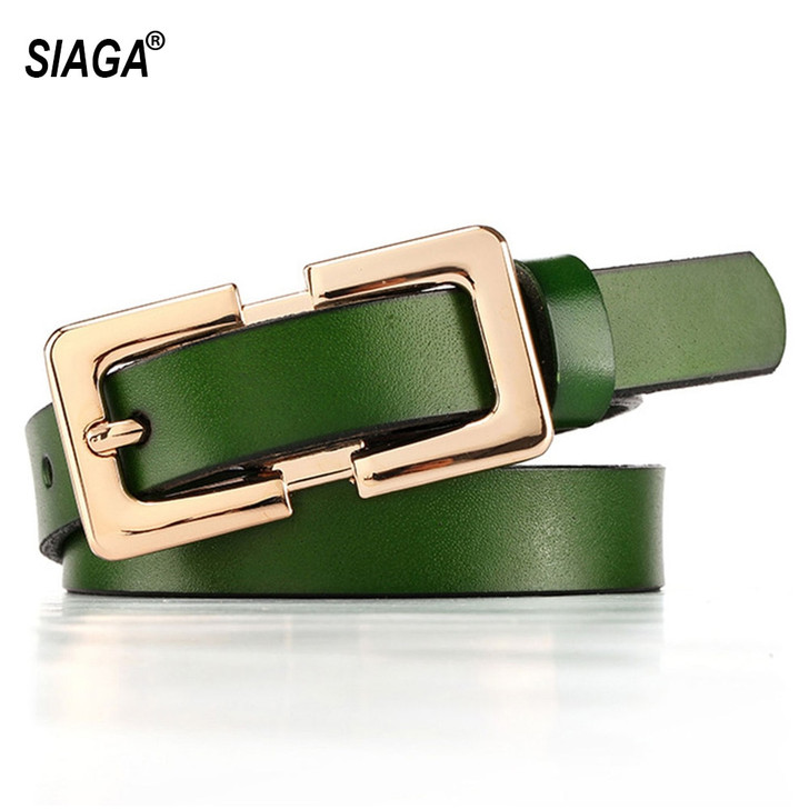 Ladies Soft Genuine Leather Belts Girls Gold Buckles Metal Female Retro Thin Belt for Women Jeans 1.5cm Wide LDFC004|Women's Belts|