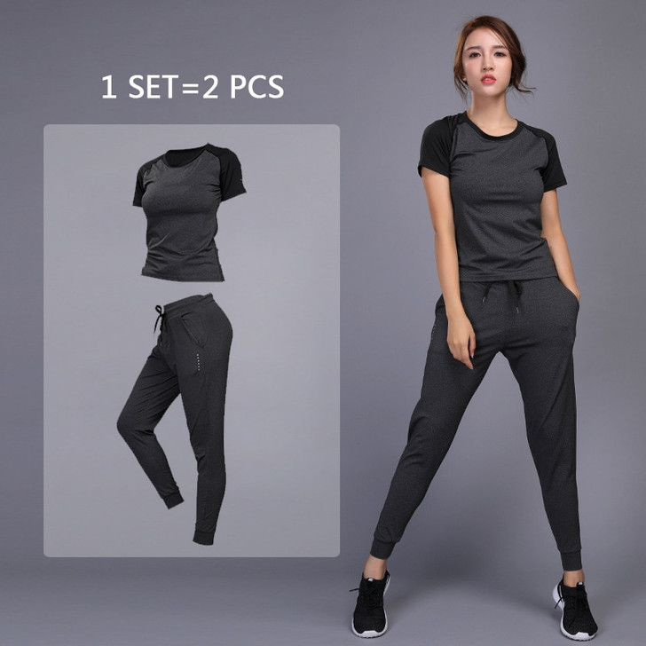 New Women's Sportswear For Yoga Sets Jogging Clothes Gym Workout Fitness Training Sports T Shirts Running Pants Leggings Suit| |