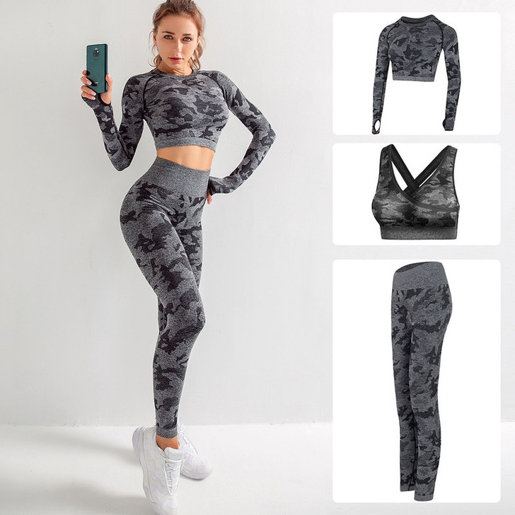 Women Gym Set Clothes 2 Piece Yoga Set Sports Bra and Leggings Jogging Seamless Workout Sports Tights Women Fitness Sports Suit|Yoga Sets|
