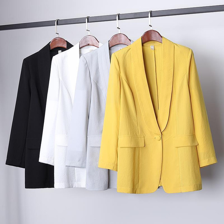 PEONFLY 2020 Summer Women's Clothing New Fashion Large Size Thin Coat Female Suit Jacket Loose Casual Wild Women's Blazer|Blazers|