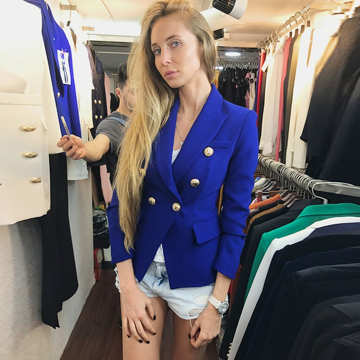 HIGH QUALITY Newest 2020 Baroque Designer Blazer Women's Metal Lion Buttons Double Breasted Blazer Jacket Size S XXXL|blazer women|designer blazers womendouble breasted blazer