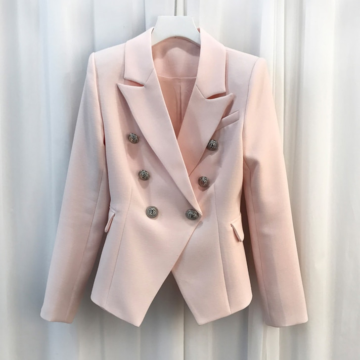 HIGH QUALITY New Fashion 2020 Baroque Designer Blazer Jacket Women's Silver Lion Buttons Double Breasted Blazer Outerwear|blazer jacket women|blazer fashiondesigner blazer