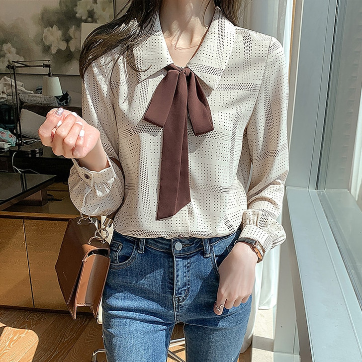 Chiffon Shirts Tops 2021 Spring Vintage 