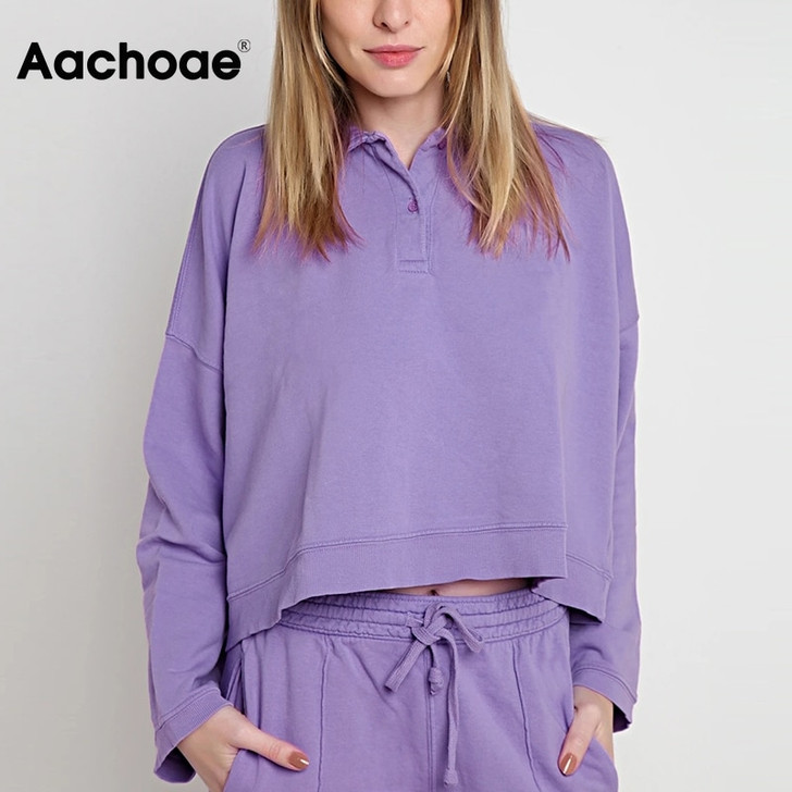 Aachoae Women Casual Solid Batwing Long Sleeve Oversize Blouse Shirt Turn Down Collar Loose Basic Ladies Tops Autumn Spring 2020|Blouses & Shirts|