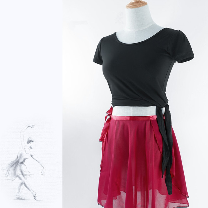 Women Girls Ballet Dance T shirt Practice Dance Wear Fitness Gym Exercise Clothing Side Split Tops|Ballet|