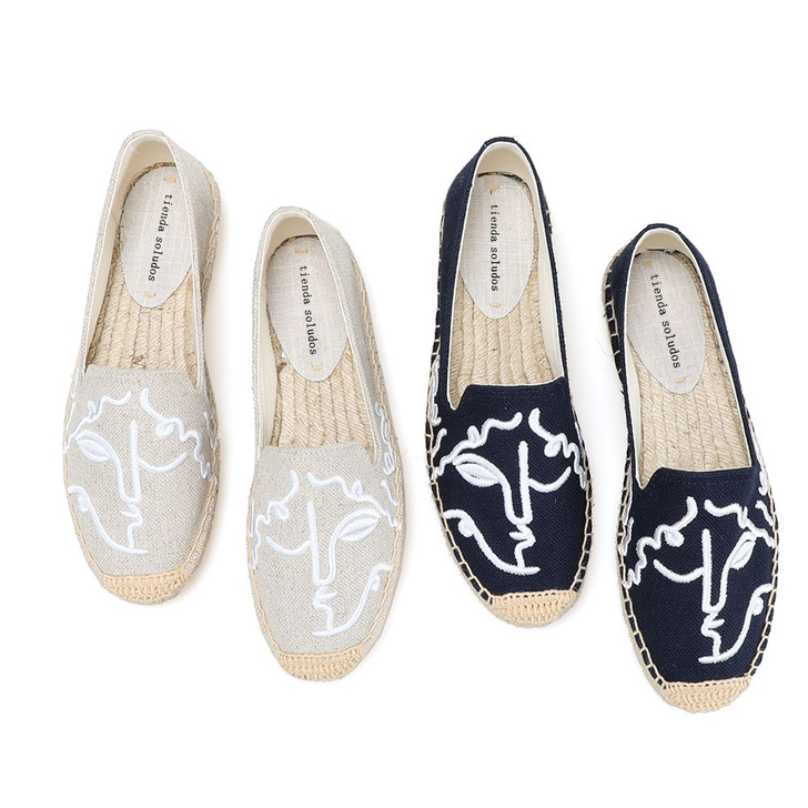Women's Classic Cap Toe Slip on Platform Simple Espadrilles Embroidered Loafers|Women's Pumps|