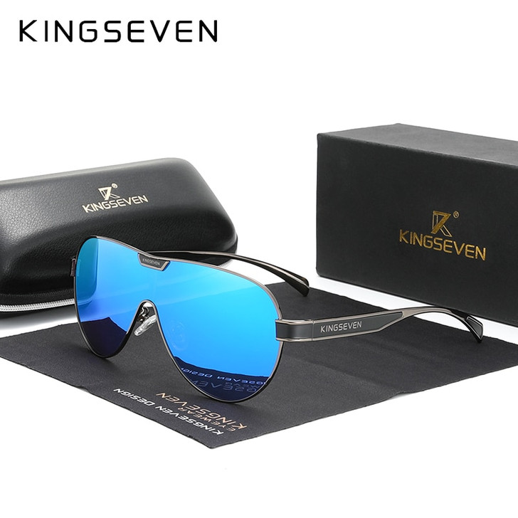KINGSEVEN New Oversized Sunglasses Men And Women Polarized Mirror Lens Goggles UV Protection Men's Glasses Stainless Steel N7762|Men's Sunglasses|