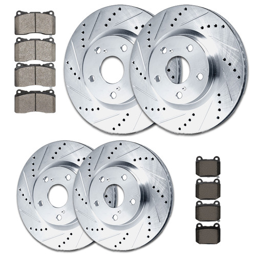 Drilled & Slotted Rotors w/ OEPlus Pads (4) for 2003-2006 Lancer Evolution - 125.46065/125.46064