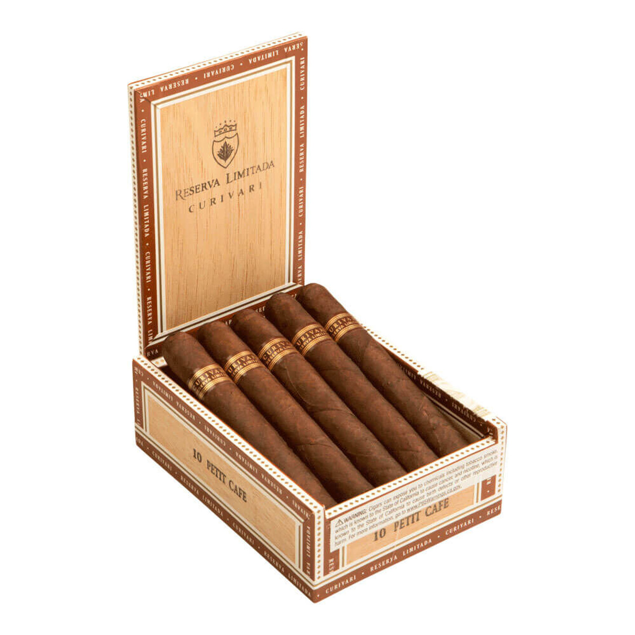 Curivari Reserva Limitada Cafe Petit Corona Cigars - 4.5 x 42 (Box of 10) Open