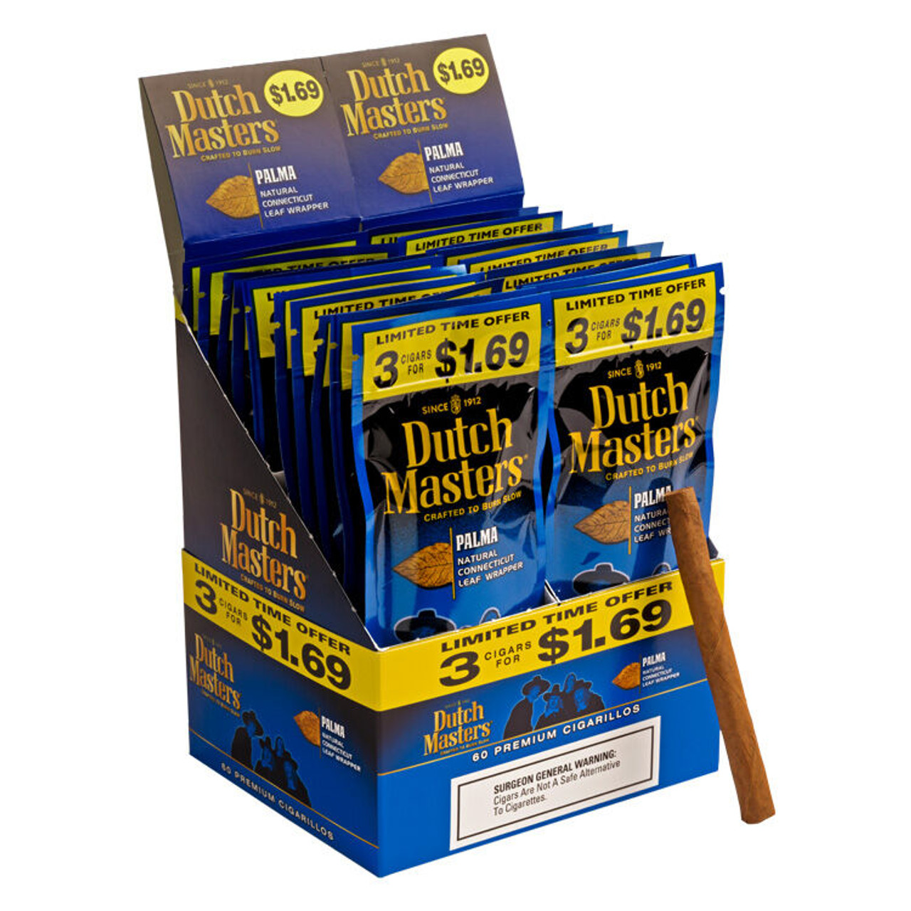 Dutch Masters Cigarillos Palma Cigars - 4.5 x 28 (20 packs of 3 (60 total))