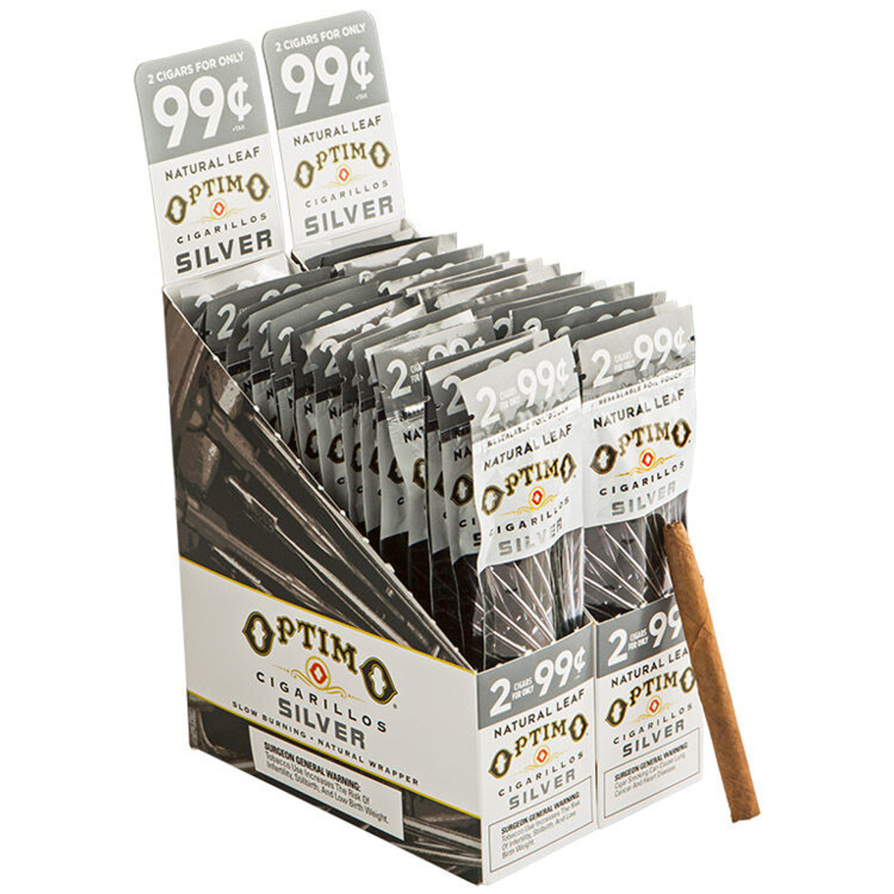 Optimo Cigars Cigarillos Silver - 4 x 30 (30 Packs of 2 (60 total)) *Box