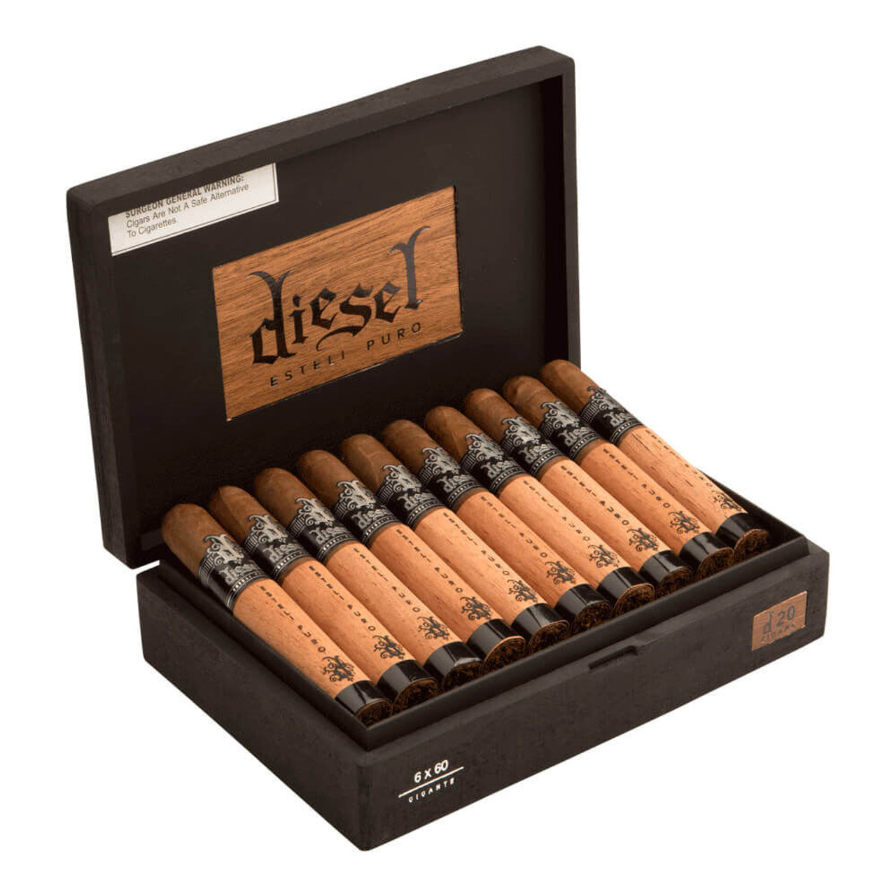 Diesel Esteli Puro Gigante Cigars - 6 x 60 (Box of 20) Open