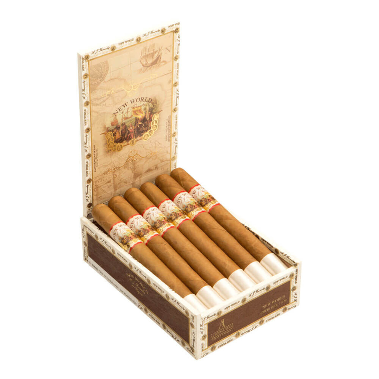 New World Connecticut by AJ Fernandez Churchill Cigars - 7 x 55 (Box of 10) Open