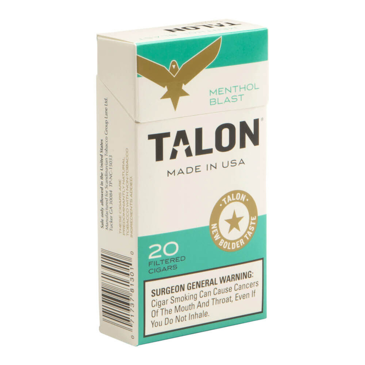 Talon Filtered Menthol Blast Cigars - 3.87 x 20 (10 Packs of 20) Single Pack