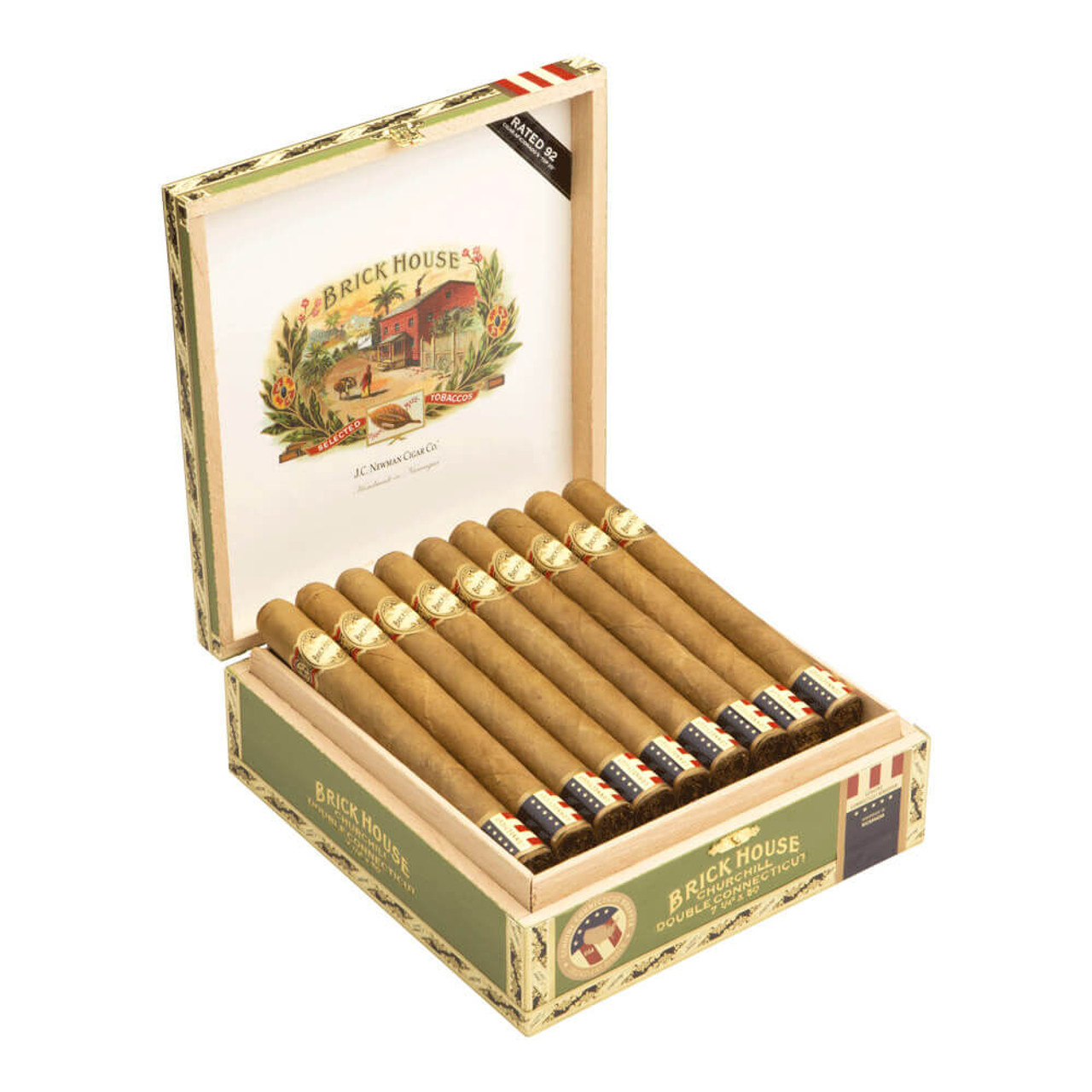 Brick House Double Connecticut Churchill Cigars - 7.25 x 50 (Box of 25) Open