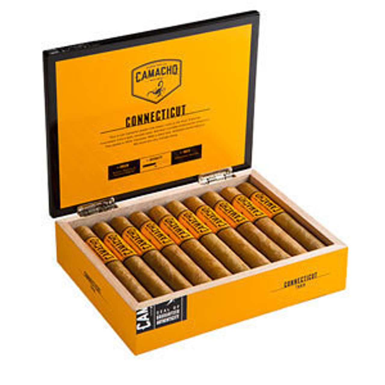 Camacho Connecticut Robusto Tubo Cigars - 5 x 50 (Box of 20) Open