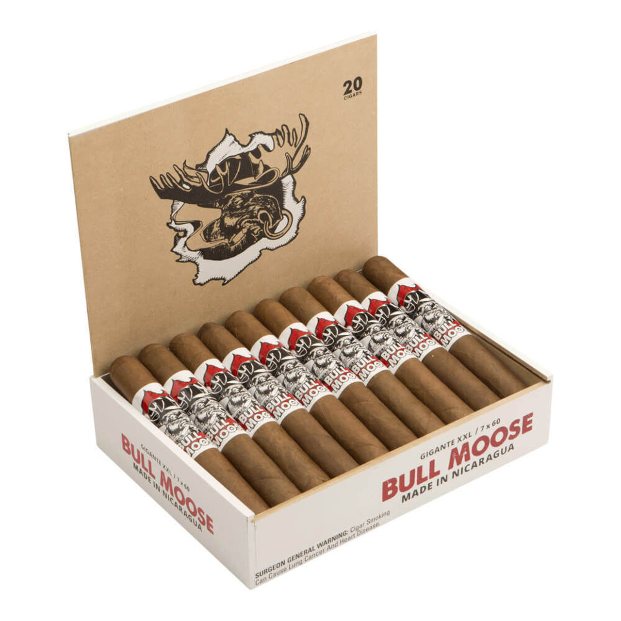 Chillin' Moose Bull Moose Gigante XXL Cigars - 7 x 60 (Box of 20) Open