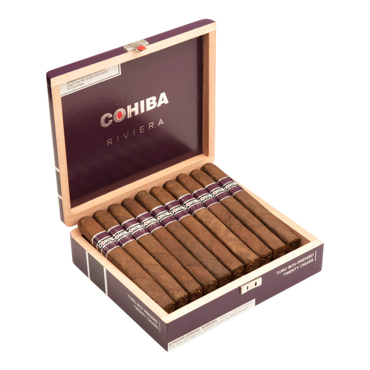 Cohiba Riviera Box-Pressed Toro Cigars - 6.5 x 52 (Box of 20) Open