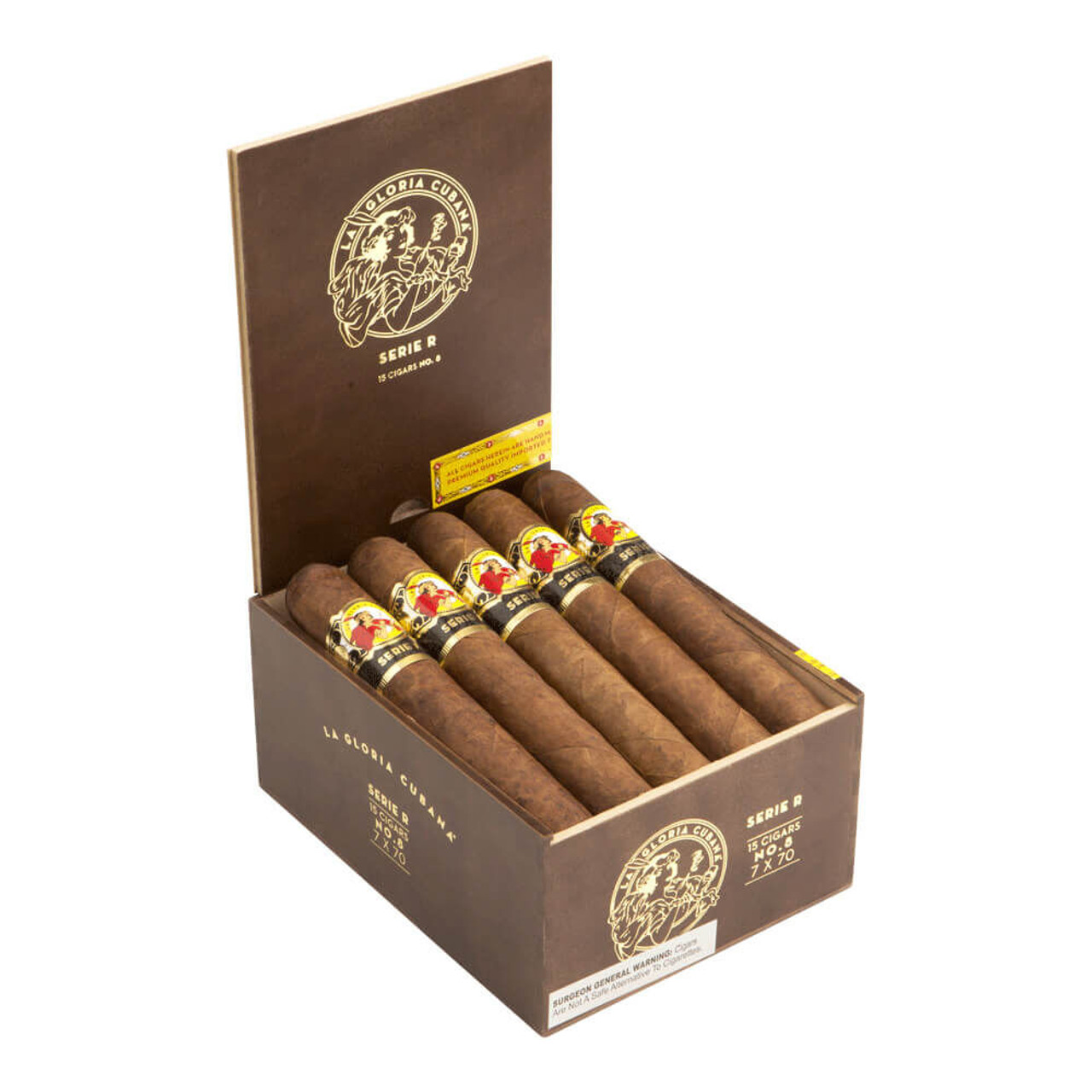 La Gloria Cubana Serie R No. 8 Cigars - 7 x 70 (Box of 15) Open