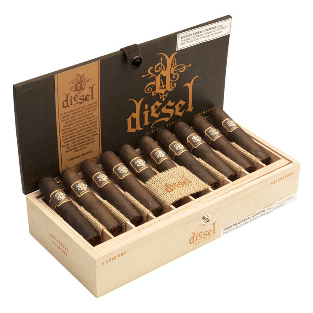Diesel Vintage Series Gigante Nub Cigars - 4.5 x 60 (Box of 20) Open