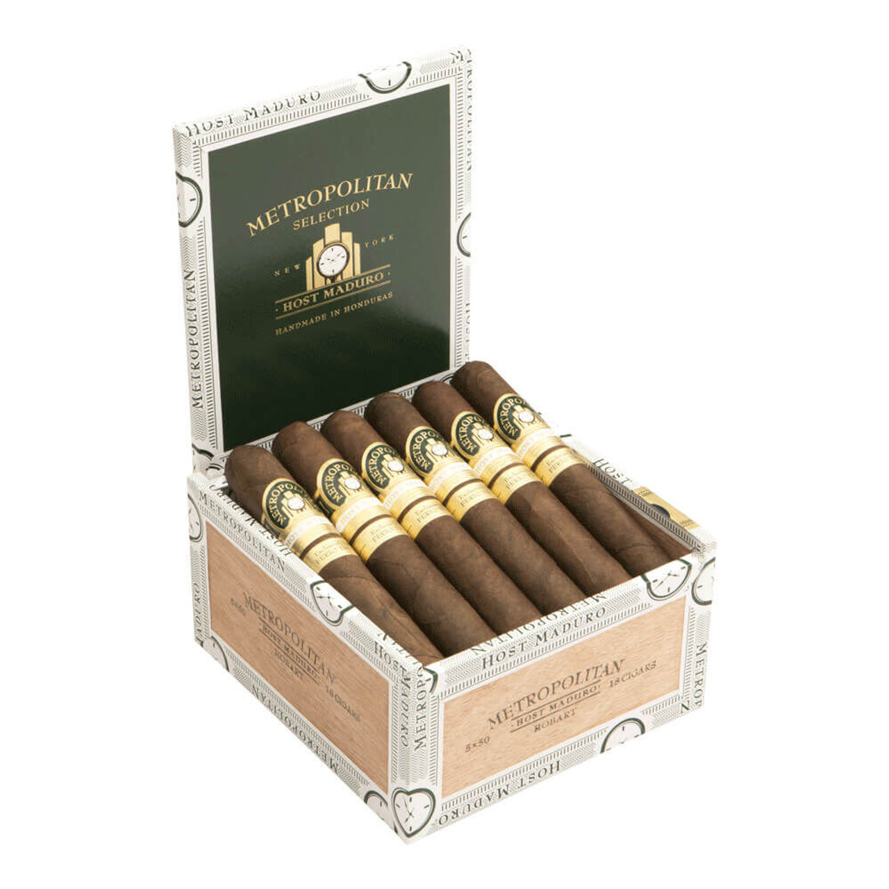 Ferio Tego Metropolitan Host Maduro Hobart Cigars - 5 x 50 (Box of 18) Open
