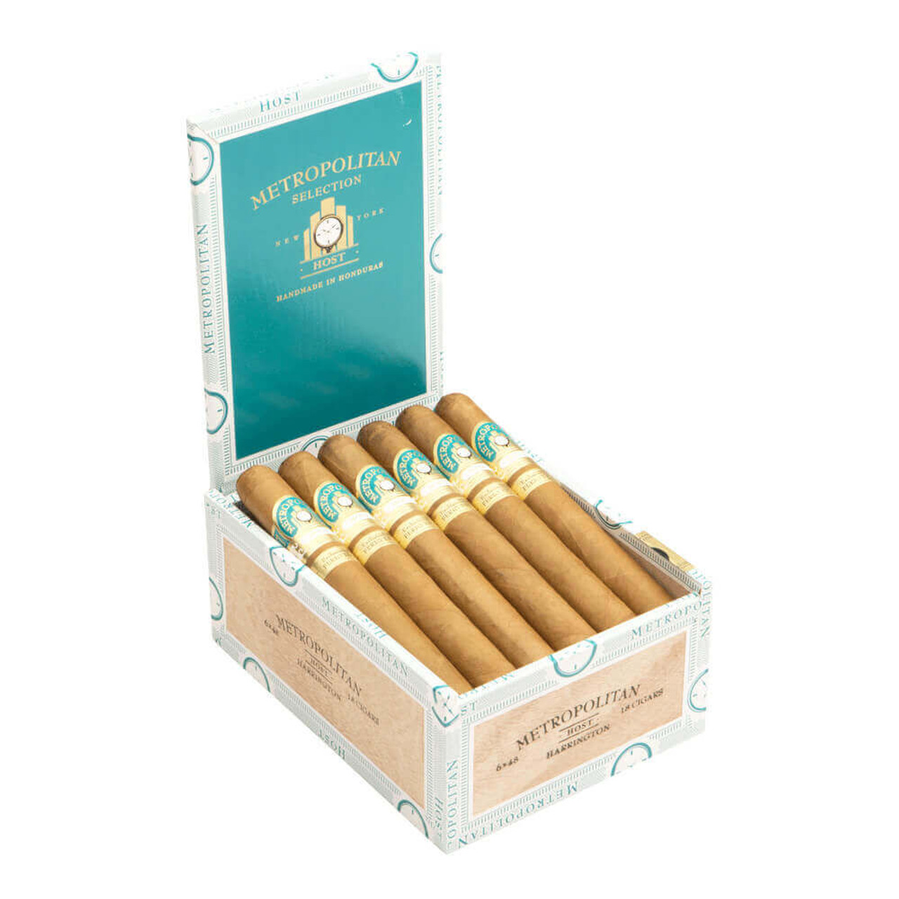 Ferio Tego Metropolitan Host Harrington Cigars - 6 x 48 (Box of 18) Open