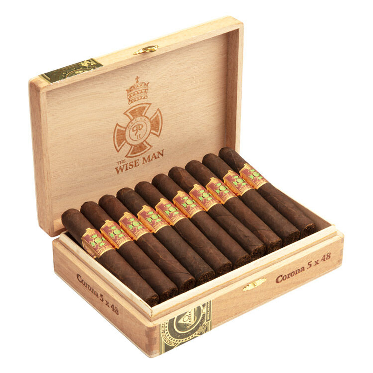 Foundation The Wise Man Maduro Corona Gorda Cigars - 5 x 48 (Box of 20) Open
