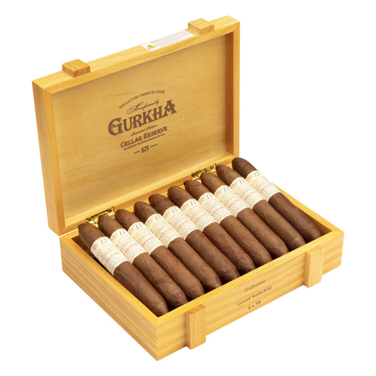 Gurkha Cellar Reserve Robusto Hedonism 15 Year Cigars - 6 x 58 (Box of 20) Open