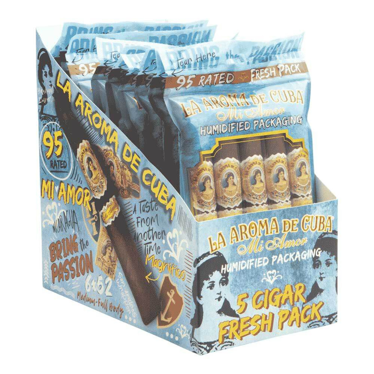 La Aroma de Cuba Mi Amor Fresh Pack Sampler 10/5PK Boat Cigars - 6 x 52 [10 Packs of 5 (50 total)] *Box