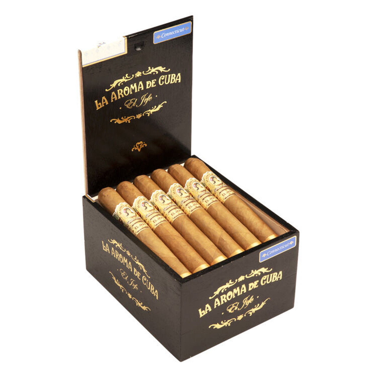 La Aroma de Cuba Connecticut El Jefe Cigars - 7 x 58 (Box of 24) Open