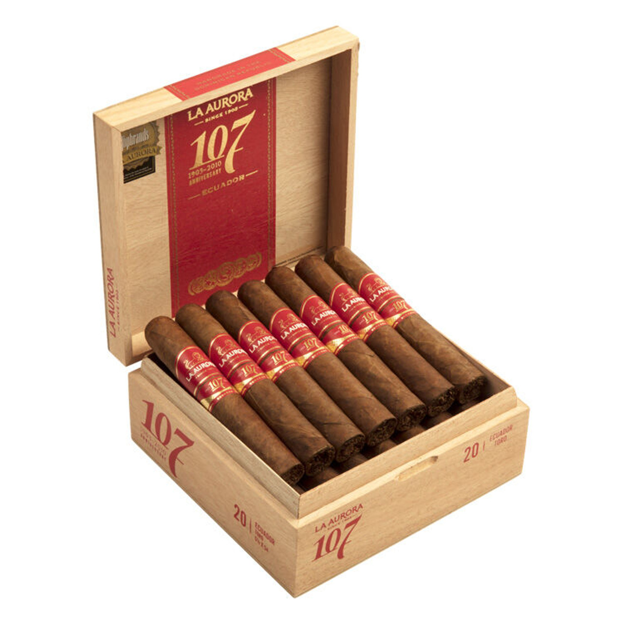 La Aurora 107 Ecuador Toro Cigars - 5.5 x 54 (Box of 20) Open