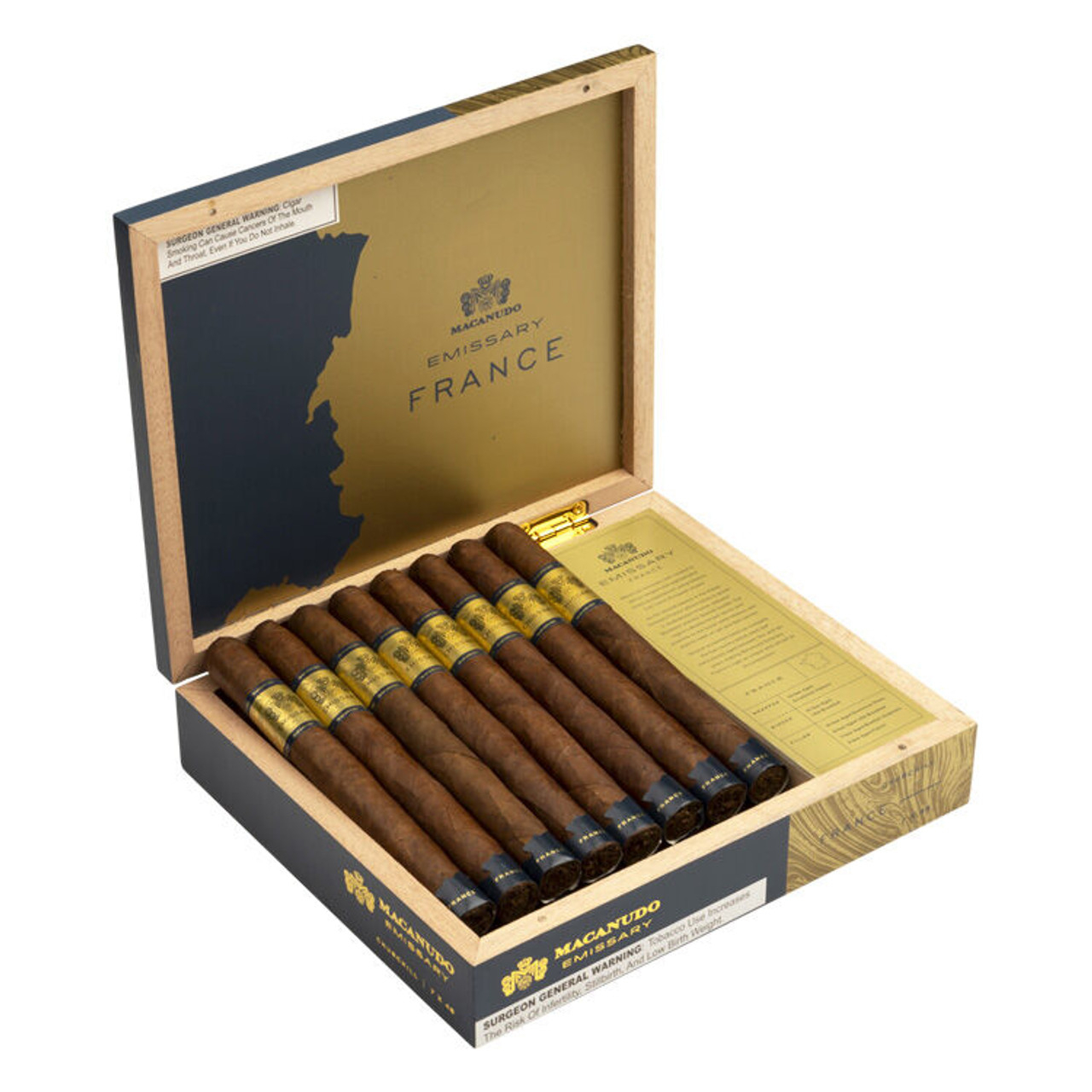 Macanudo Emissary France Churchill Cigars - 7 x 48 (Box of 16) Open