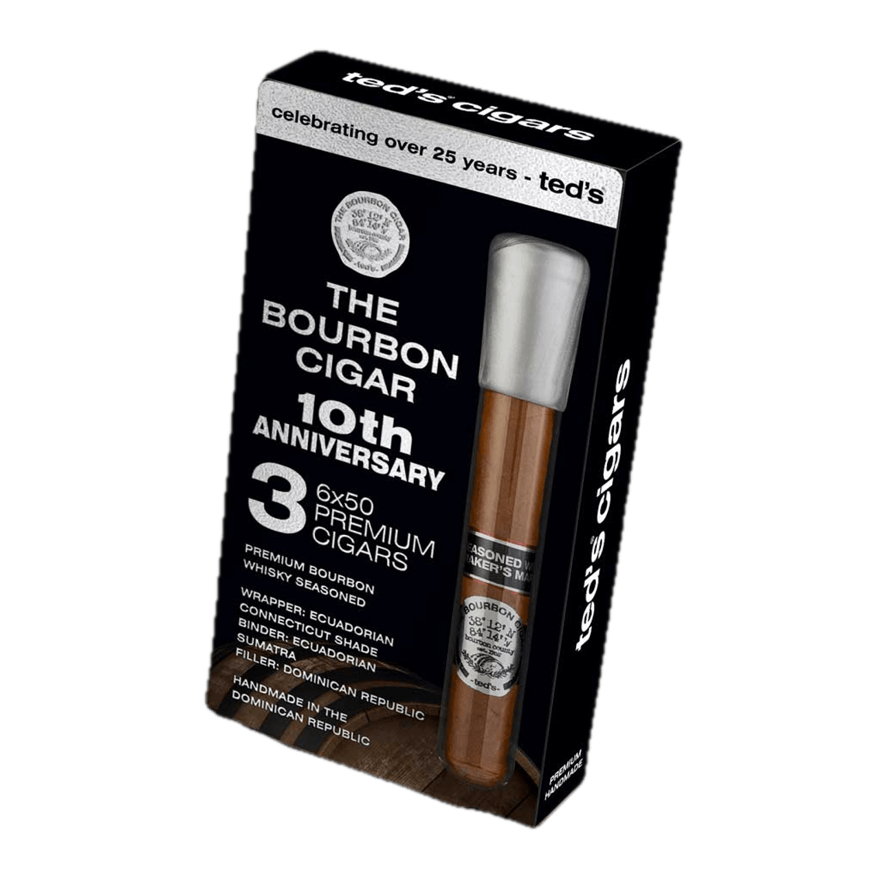 Ted's Seasoned With Makers Mark Bourbon Whisky 650 10th Anniversary Pack Cigars - 6 x 50 (Box of 3)