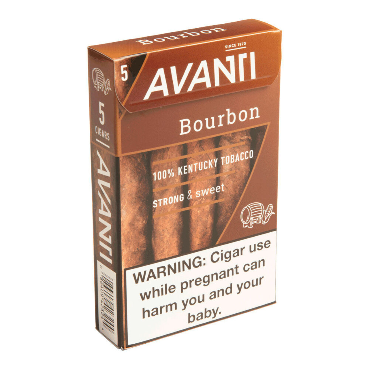 Avanti Bourbon Cigars - 4.5 x 34 (10 Packs of 5 (50 total)) Single Pack