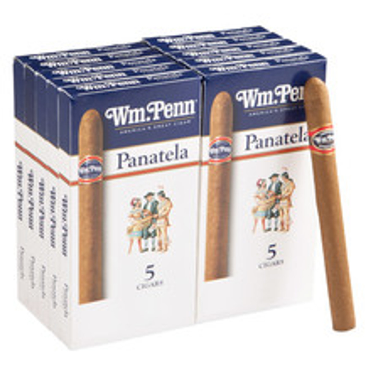 William Penn Panetela Cigars - 5.25 x 34 (10 Packs Of 5)