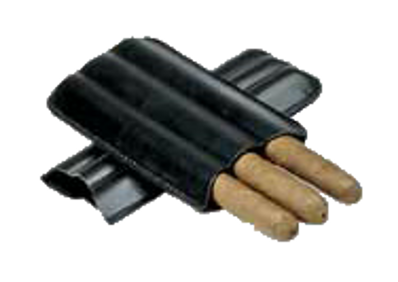 Black 3-Cigar Case (Bonded Leather)