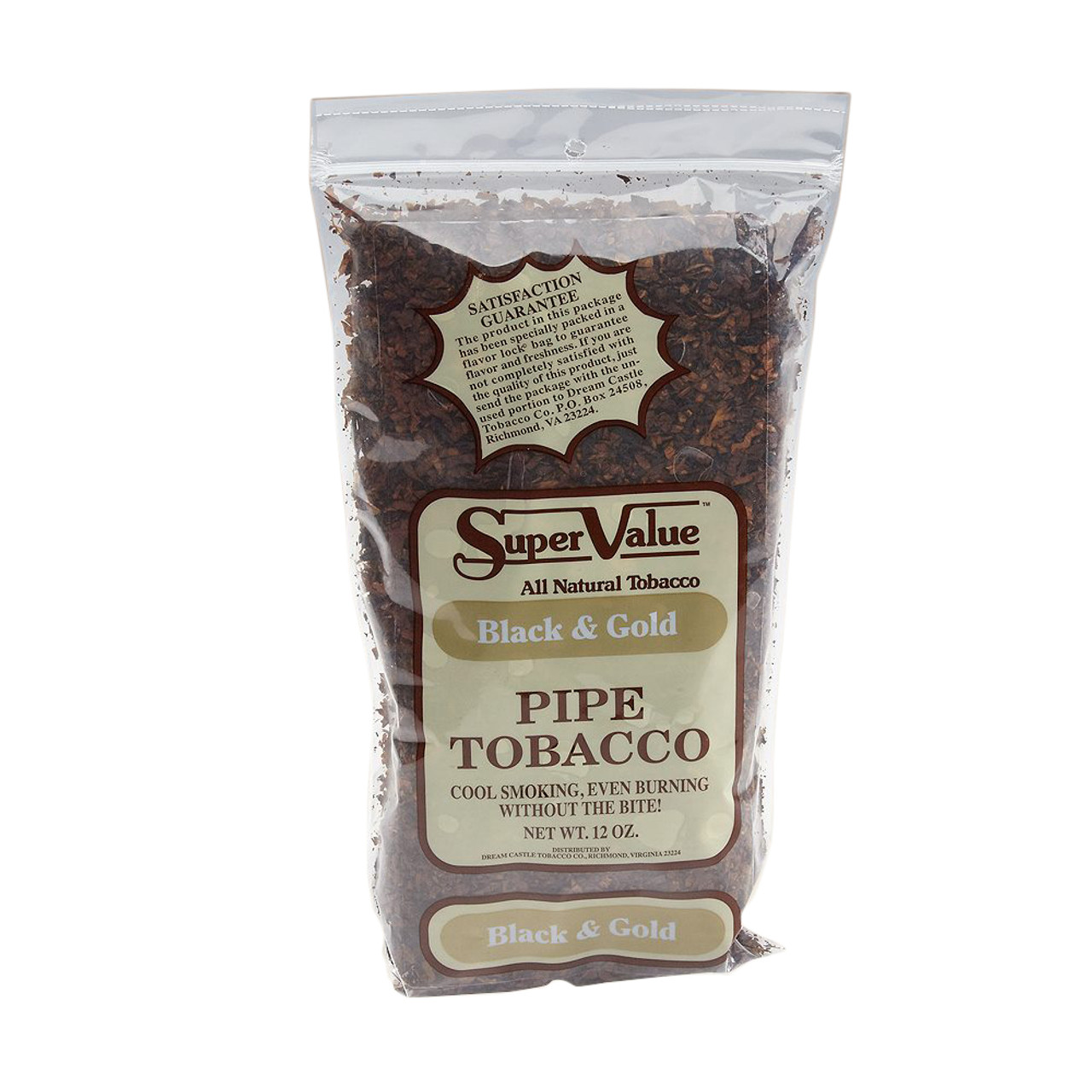 Super Value Black and Gold Pipe Tobacco 12oz Bag  -- Discontinued