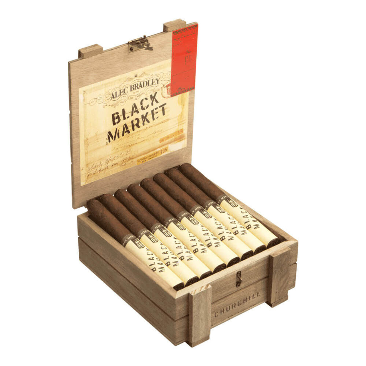 Alec Bradley Black Market Churchill Cigars - 7 x 50 (Box of 24) Open