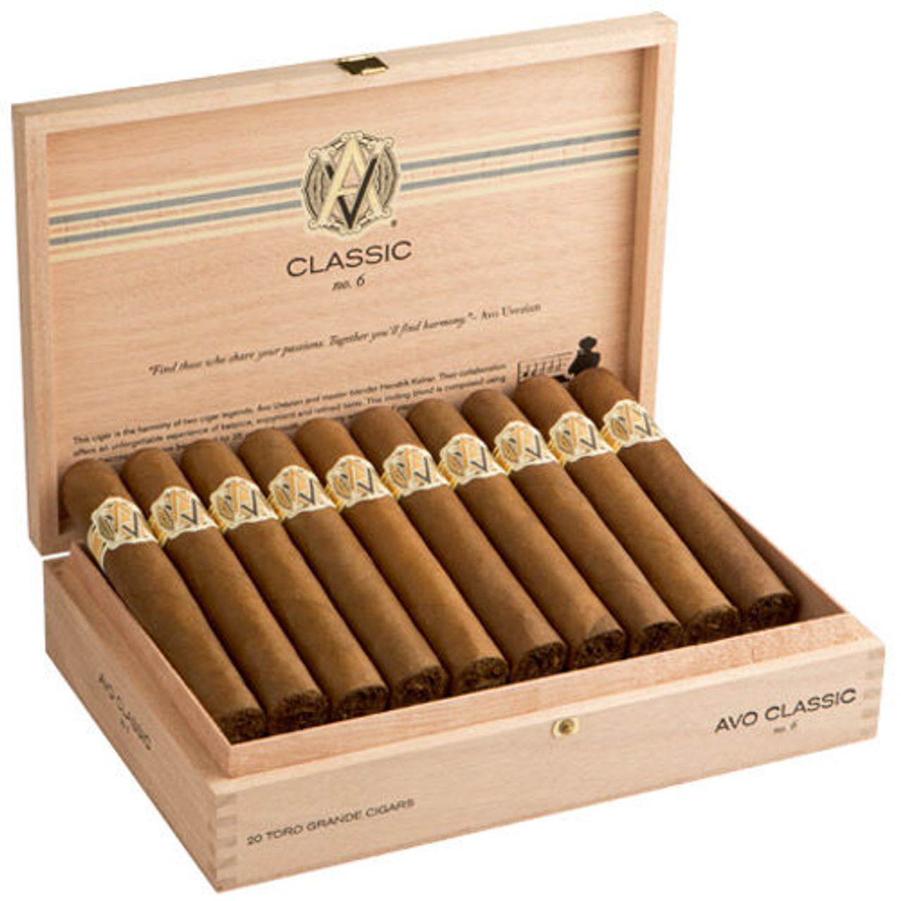 AVO Classic No. 2 Tubos Cigars - 6 x 50 (Box of 20) Open