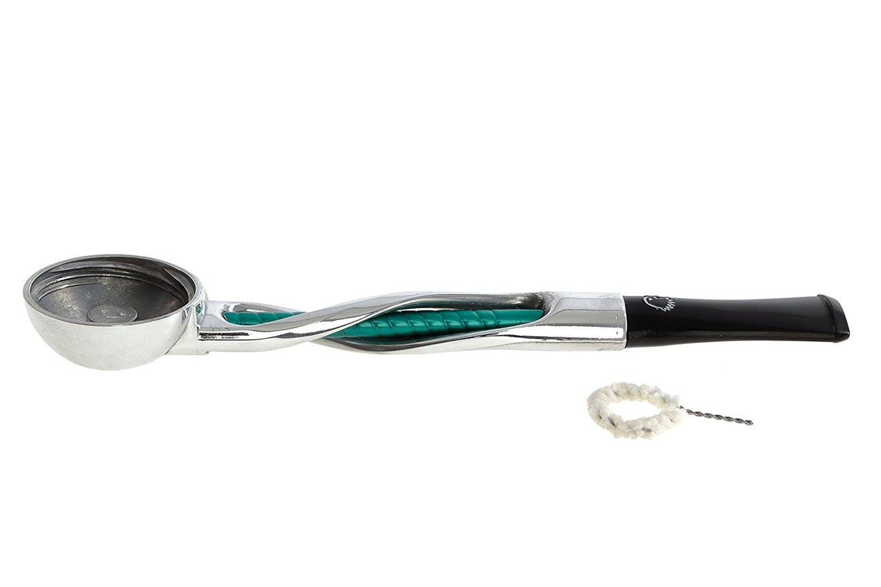 Falcon Pipe Green Twist Chrome Straight Stem