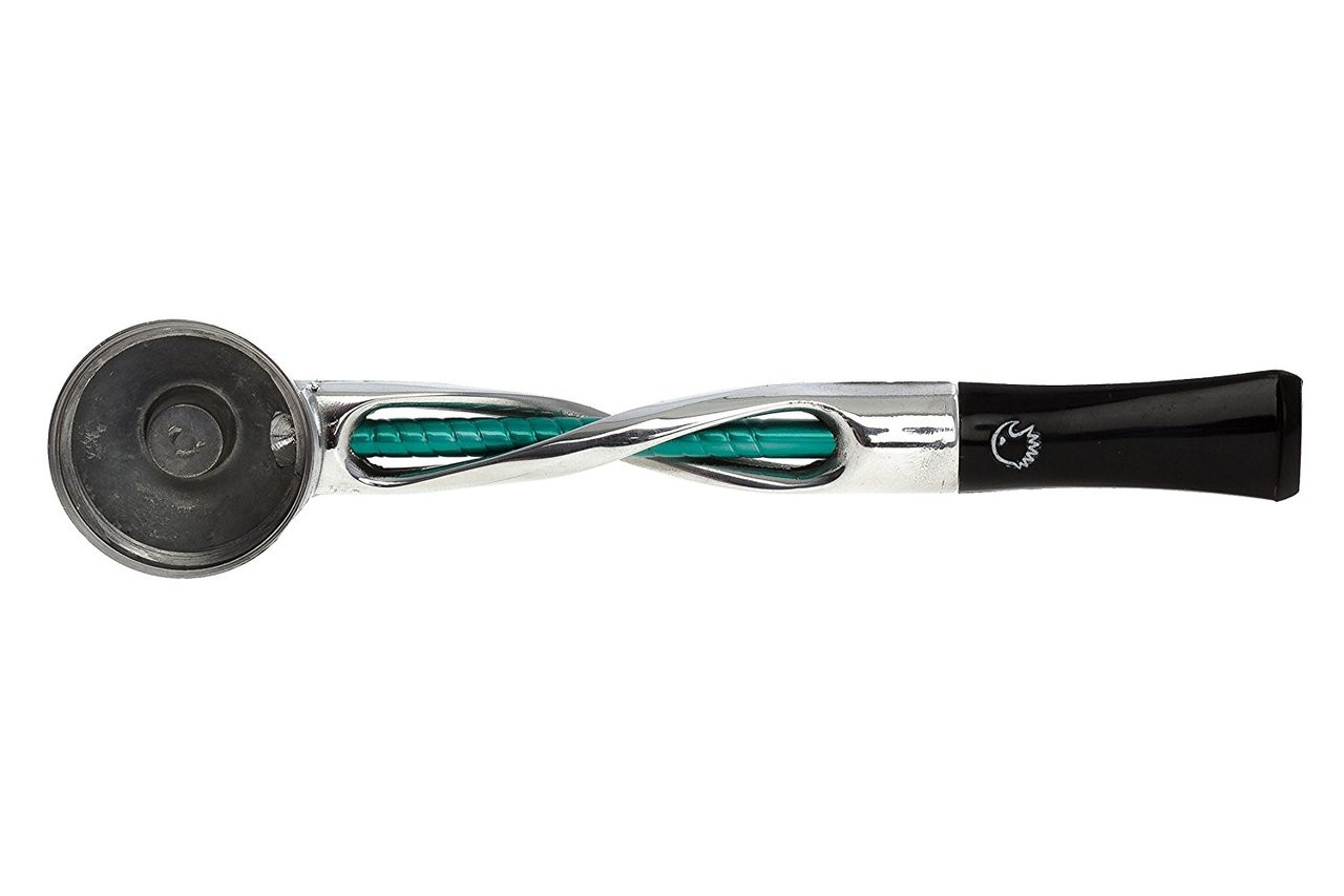 Falcon Pipe Green Twist Chrome Straight Stem